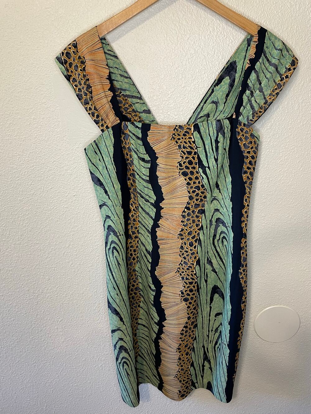 VTG Collection Tropical Safari Print Bodycon Knee Length Cocktail Dress Size 10